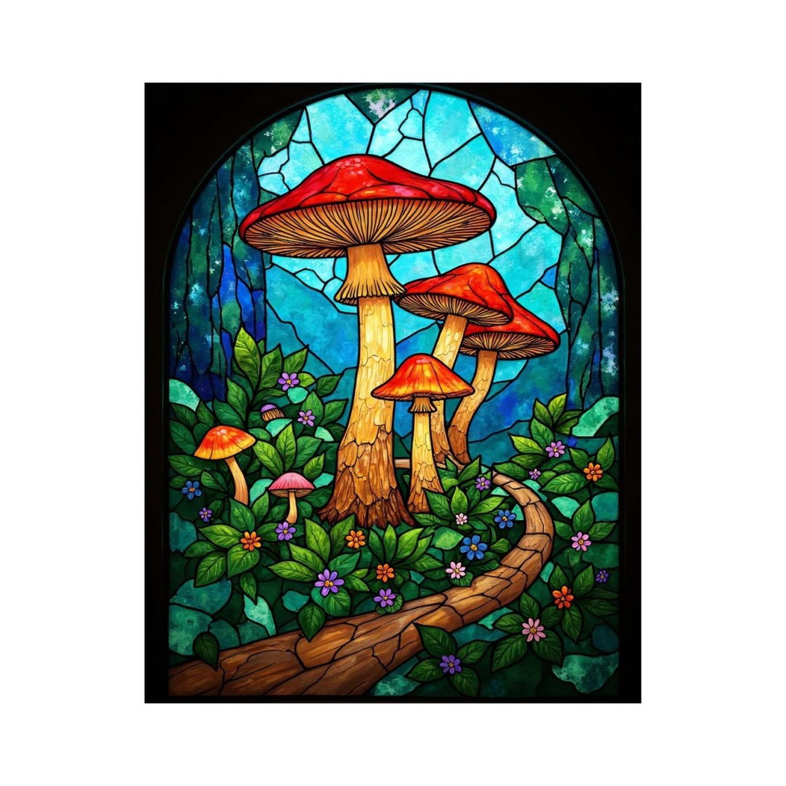 Paint by Numbers Kit for Adults, Stained Glass Forest Path Mushrooms ...