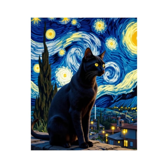 Paint by Numbers Kit for Adults, Starry Night Cat Portrait Paint by Numbers, Easy Paint by Numbers Kit for Adults Beginner, DIY Adult Paint by Number Kits on Canvas, Home Decor