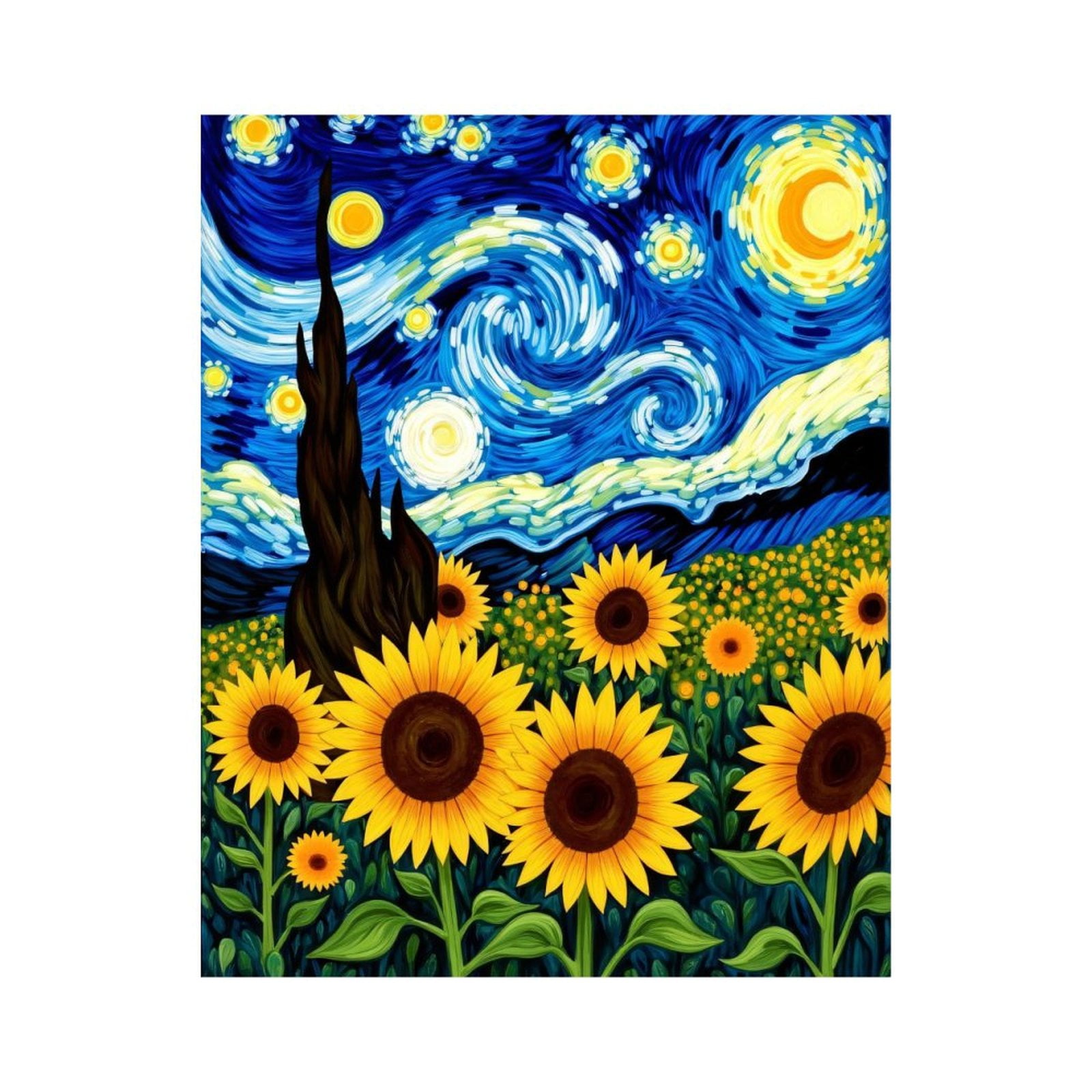 Paint by Numbers Kit for Adults, Starry Night Sunflower Field Paint by Numbers, Easy Paint by Numbers Kit for Adults Beginner, DIY Adult Paint by Number Kits on Canvas, Home Decor