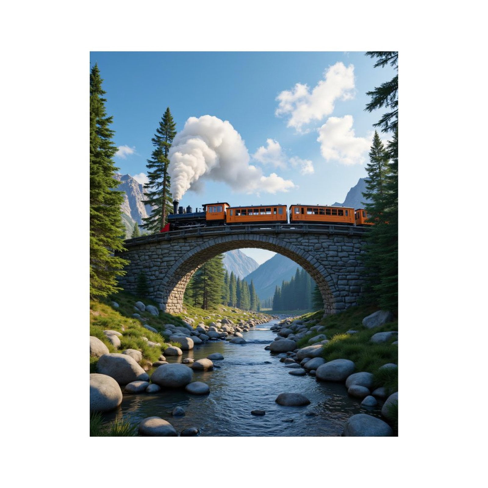 Paint by Numbers Kit for Adults, Steam Train Over Stone Bridge Paint by ...