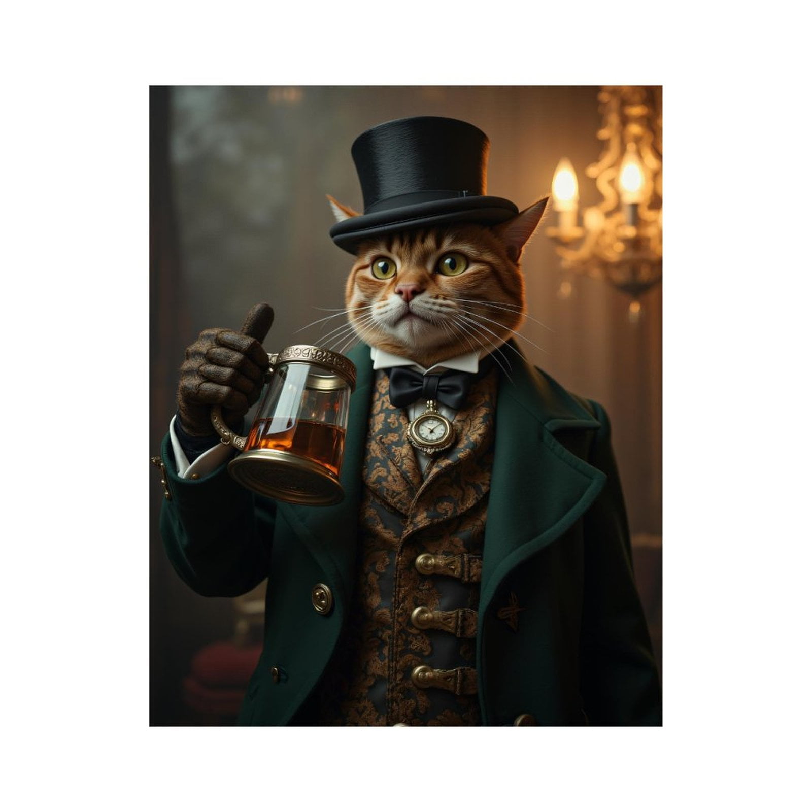 Paint by Numbers Kit for Adults, Steampunk Feline Gentleman Paint by Numbers, Easy Paint by Numbers Kit for Adults Beginner, DIY Adult Paint by Number Kits on Canvas, 12x16in Home Decor