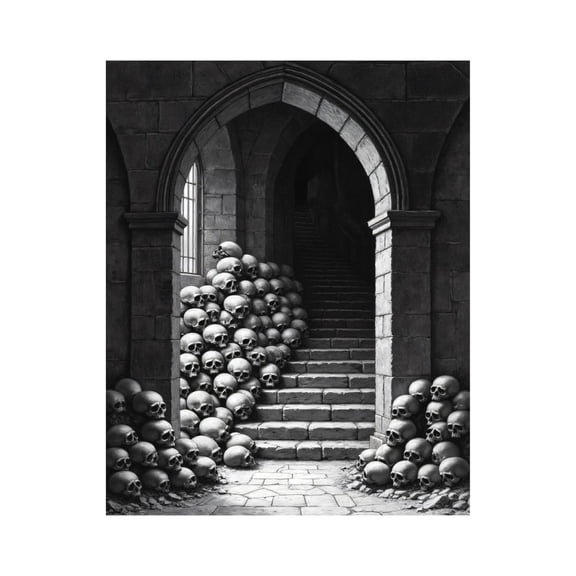 Paint by Numbers Kit for Adults, Stone Staircase Skulls Archway Shadows Paint by Numbers, Easy Paint by Numbers Kit for Adults Beginner, DIY Adult Paint by Number Kits on Canvas, 12x16in Home Decor