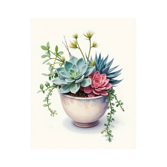 Paint by Numbers Kit for Adults, Succulent Arrangement In Ceramic Pot Paint by Numbers, Easy Paint by Numbers Kit for Adults Beginner, DIY Adult Paint by Number Kits on Canvas, Home Decor