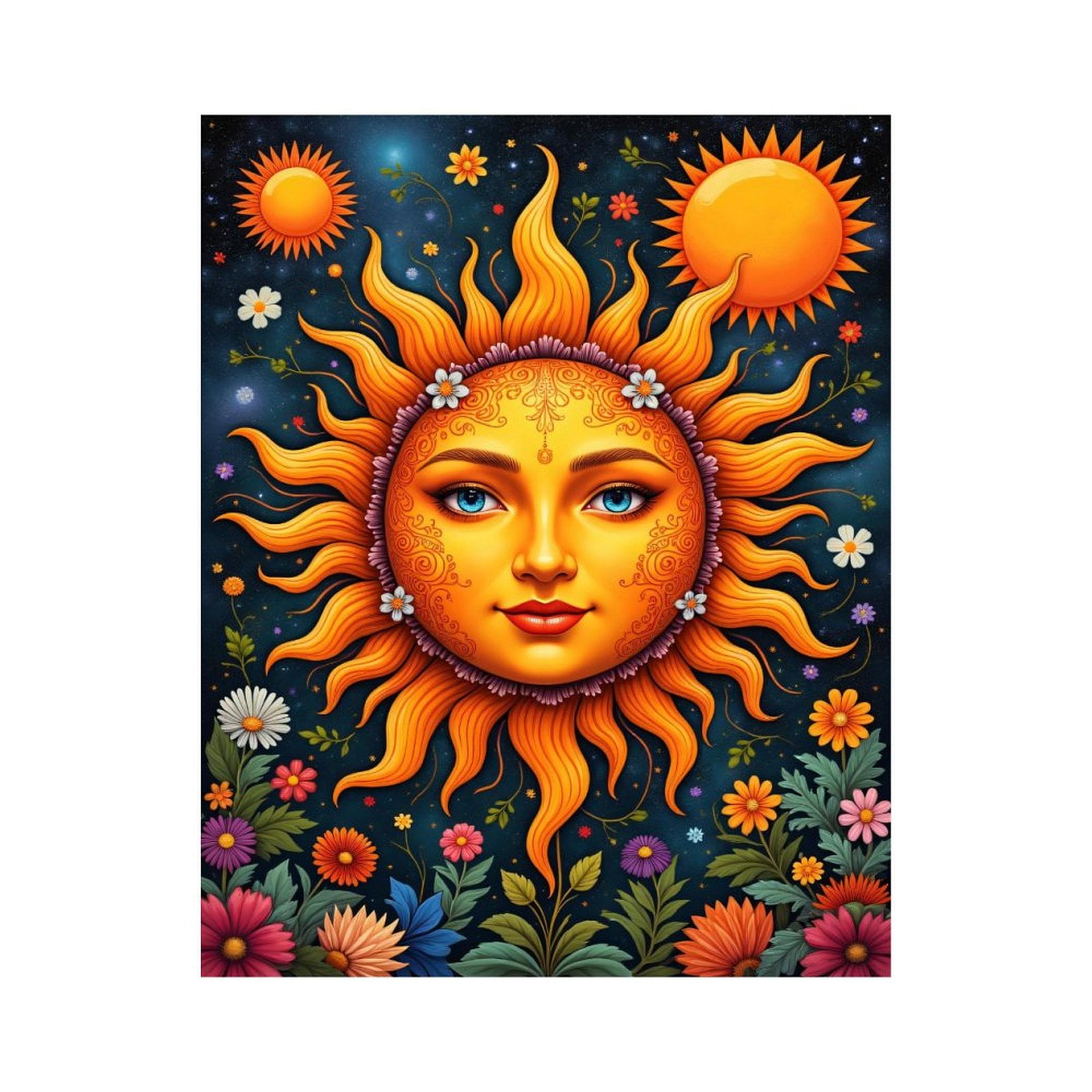 Paint by Numbers Kit for Adults, Sun Face Floral Art Night Sky Paint by Numbers, Easy Paint by Numbers Kit for Adults Beginner, DIY Adult Paint by Number Kits on Canvas, Home Decor