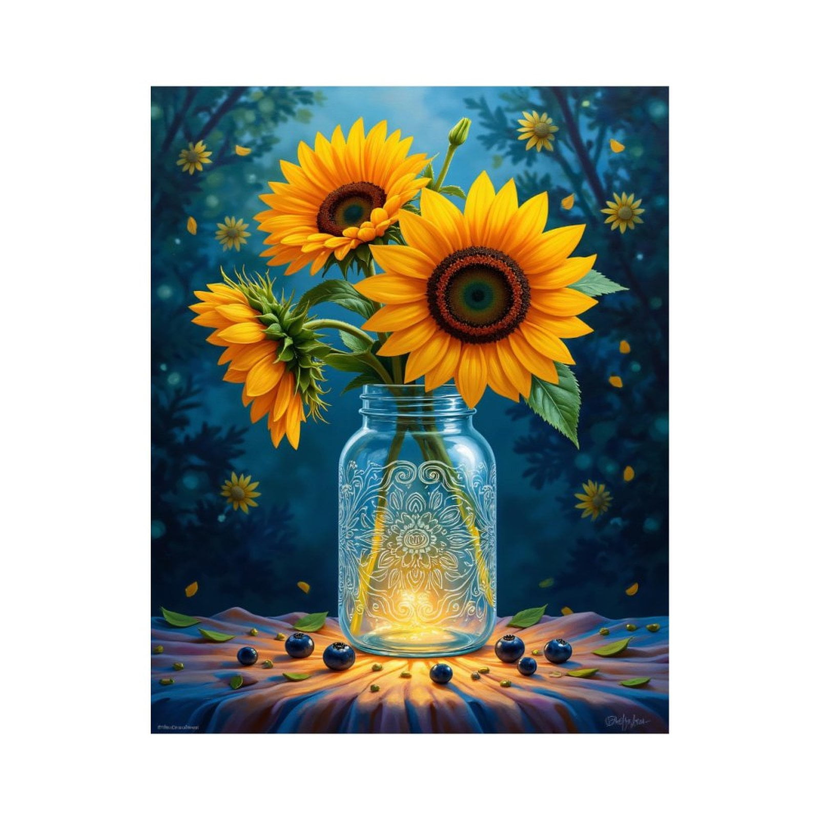 Paint by Numbers Kit for Adults, Sunflower Jar Glow Art Nature Paint by ...