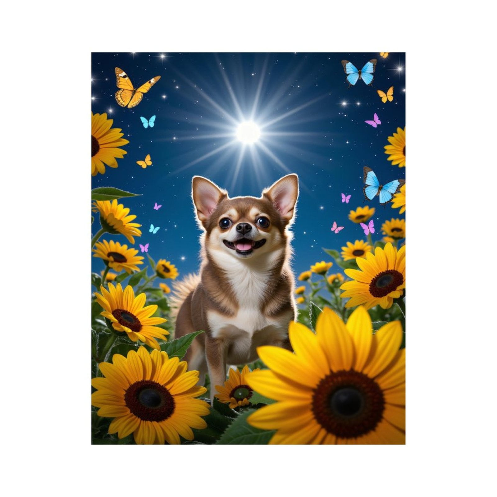 Paint by Numbers Kit for Adults, Sunflowers Chihuahua Butterflies Night Paint by Numbers, Easy Paint by Numbers Kit for Adults Beginner, DIY Adult Paint by Number Kits on Canvas, Home Decor