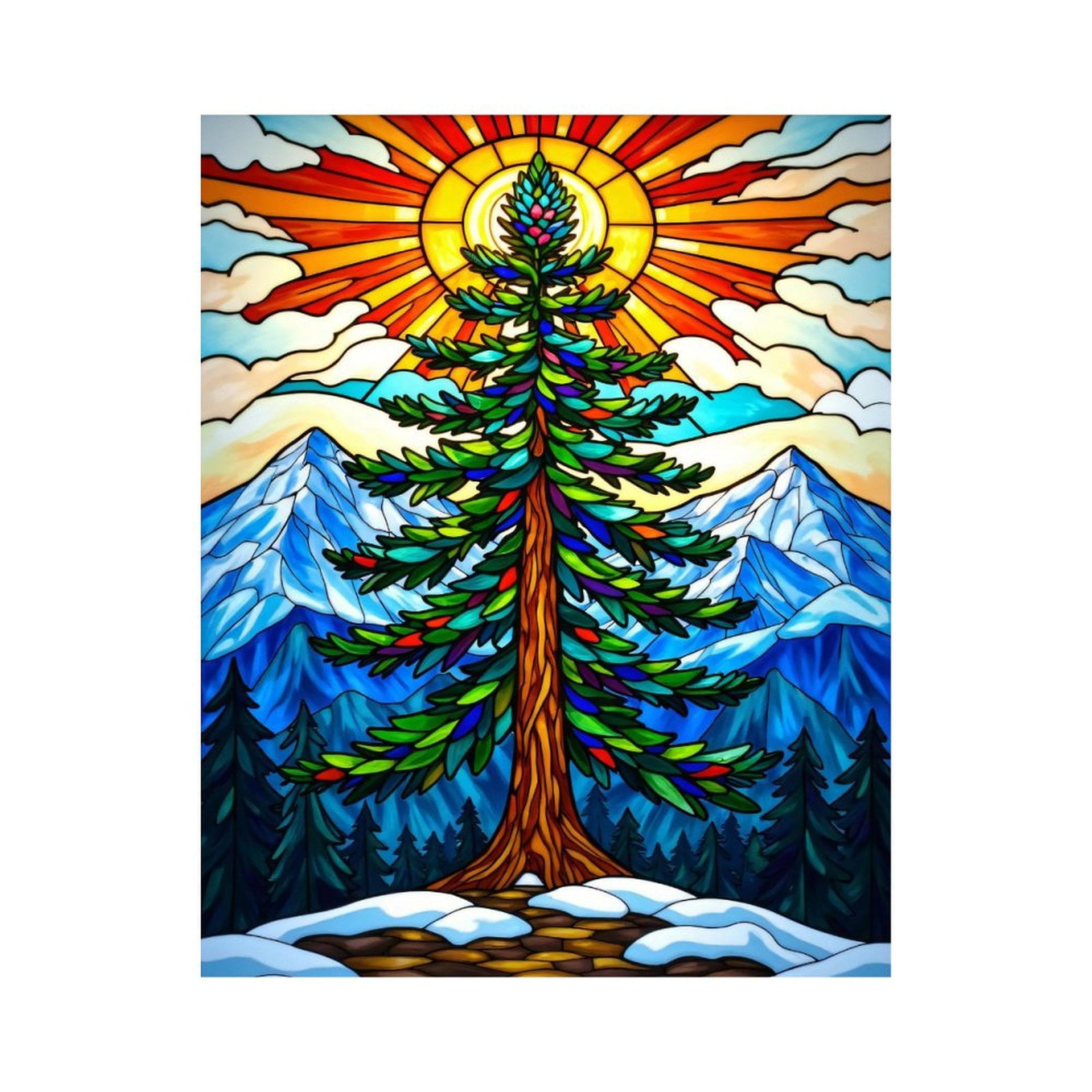 Paint by Numbers Kit for Adults, Sunlit Forest Stained Glass Scene ...