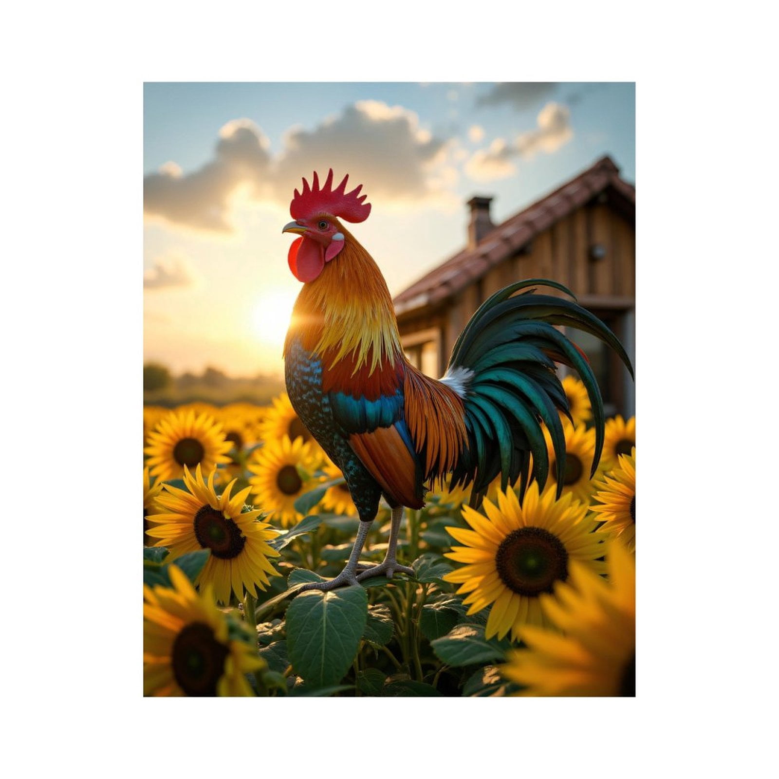 Paint by Numbers Kit for Adults, Sunrise Rooster Among Sunflowers Paint by Numbers, Easy Paint by Numbers Kit for Adults Beginner, DIY Adult Paint by Number Kits on Canvas, Home Decor