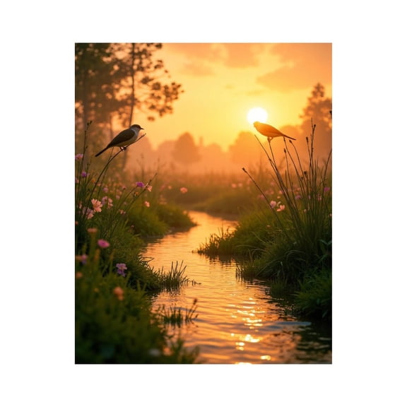 Paint by Numbers Kit for Adults, Sunrise Serenity Birds Stream Nature Paint by Numbers, Easy Paint by Numbers Kit for Adults Beginner, DIY Adult Paint by Number Kits on Canvas, 12x16in Home Decor