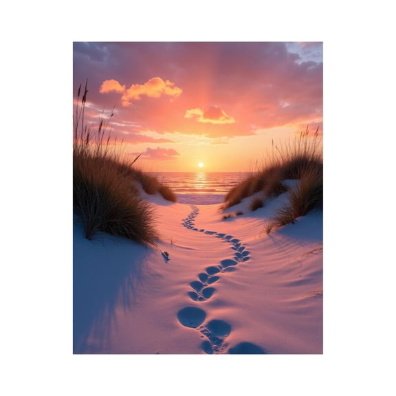 Paint by Numbers Kit for Adults, Sunset Beach Footprints Path Paint by Numbers, Easy Paint by Numbers Kit for Adults Beginner, DIY Adult Paint by Number Kits on Canvas, Home Decor
