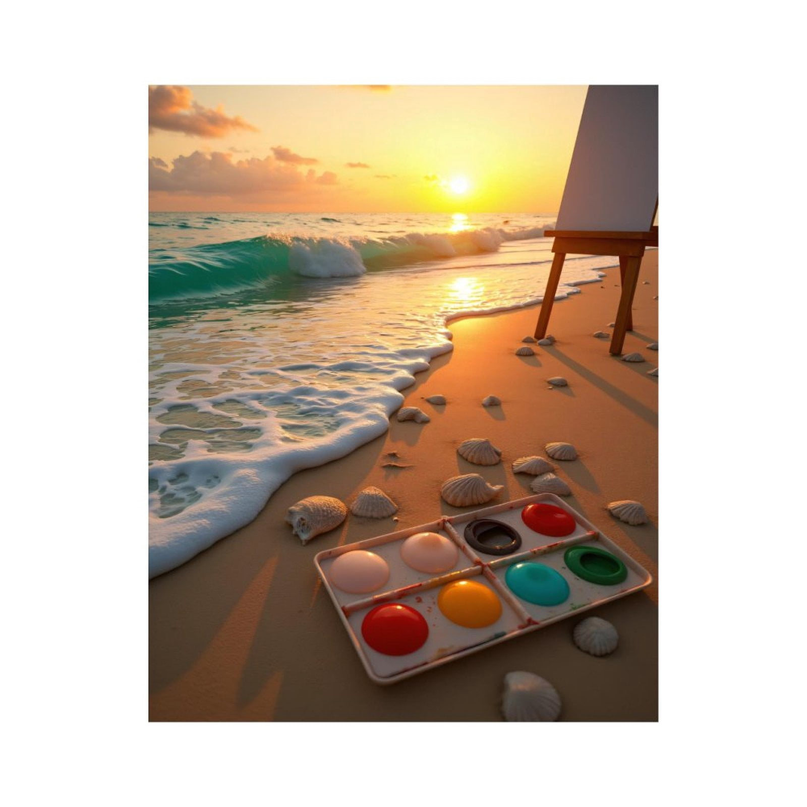 Paint by Numbers Kit for Adults, Sunset Beach Painting Ocean Waves ...
