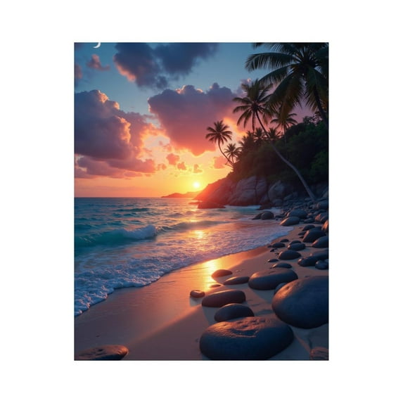 Paint by Numbers Kit for Adults, Sunset Beach Paradise Ocean Waves Paint by Numbers, Easy Paint by Numbers Kit for Adults Beginner, DIY Adult Paint by Number Kits on Canvas, Home Decor