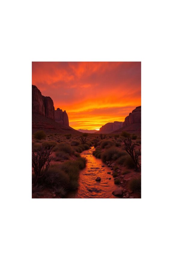 Paint by Numbers Kit for Adults, Sunset Canyon Stream Desert Vista Paint by Numbers, Easy Paint by Numbers Kit for Adults Beginner, DIY Adult Paint by Number Kits on Canvas, 12x16in Home Decor