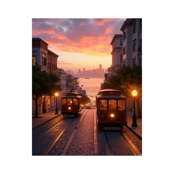 Paint by Numbers Kit for Adults, Sunset City Street Trams Paint by Numbers, Easy Paint by Numbers Kit for Adults Beginner, DIY Adult Paint by Number Kits on Canvas, 12x16in Home Decor