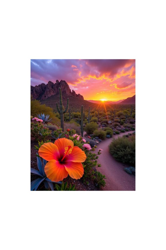 Paint by Numbers Kit for Adults, Sunset Desert Bloom Pathway Vista Paint by Numbers, Easy Paint by Numbers Kit for Adults Beginner, DIY Adult Paint by Number Kits on Canvas, Home Decor