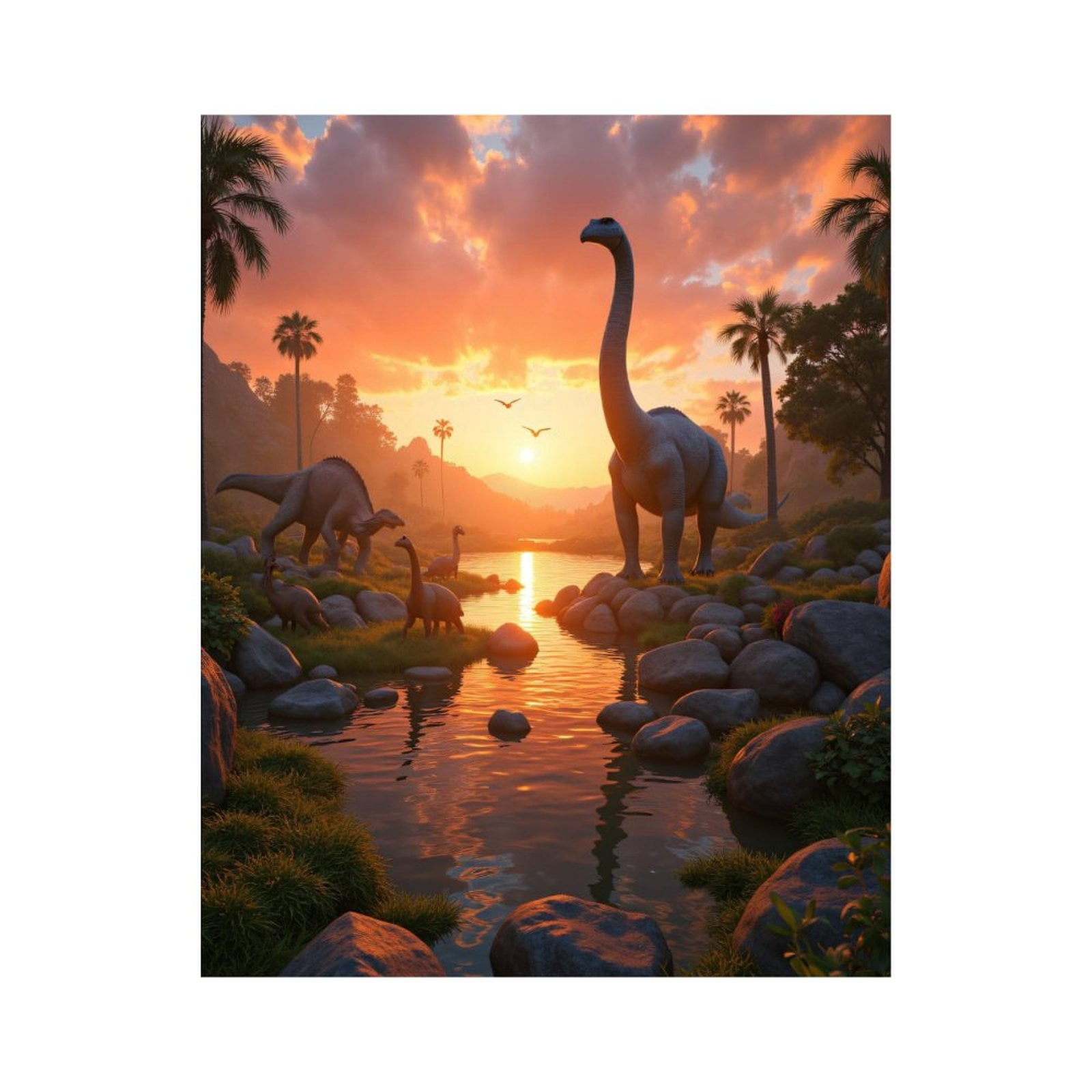 Paint by Numbers Kit for Adults, Sunset Dinosaur Valley Scene Paint by Numbers, Easy Paint by Numbers Kit for Adults Beginner, DIY Adult Paint by Number Kits on Canvas, 12x16in Home Decor