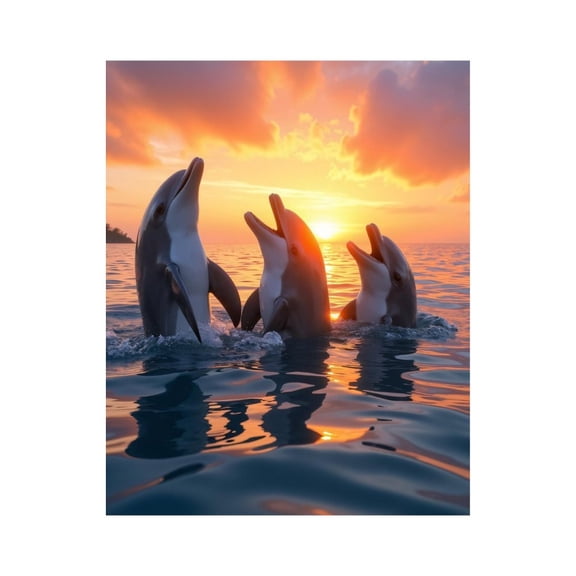 Paint by Numbers Kit for Adults, Sunset Dolphins Joy Ocean Dance Paint by Numbers, Easy Paint by Numbers Kit for Adults Beginner, DIY Adult Paint by Number Kits on Canvas, 12x16in Home Decor