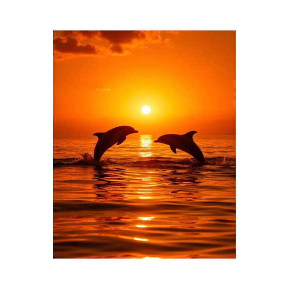 Paint by Numbers Kit for Adults, Sunset Dolphins Jumping Ocean Paint by Numbers, Easy Paint by Numbers Kit for Adults Beginner, DIY Adult Paint by Number Kits on Canvas, 12x16in Home Decor