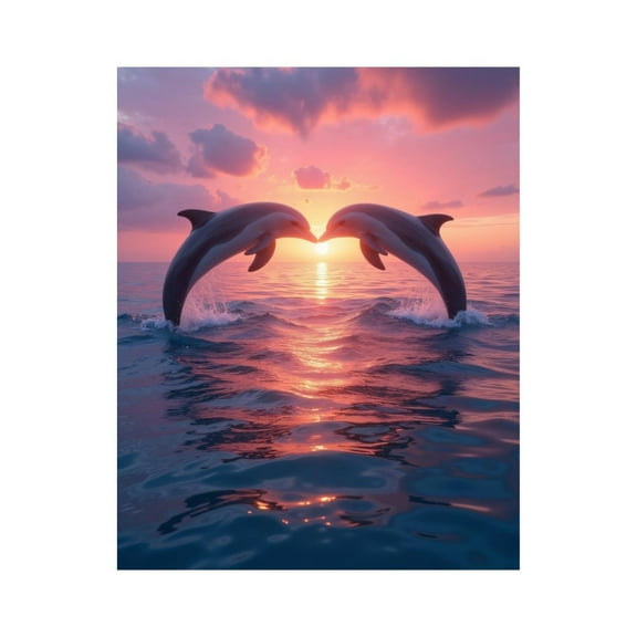 Paint by Numbers Kit for Adults, Sunset Dolphins Ocean Dance Paint by Numbers, Easy Paint by Numbers Kit for Adults Beginner, DIY Adult Paint by Number Kits on Canvas, Home Decor