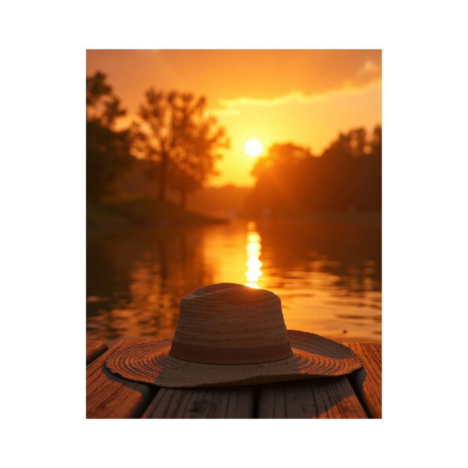 Paint by Numbers Kit for Adults, Sunset Lake Straw Hat Reflection Paint ...