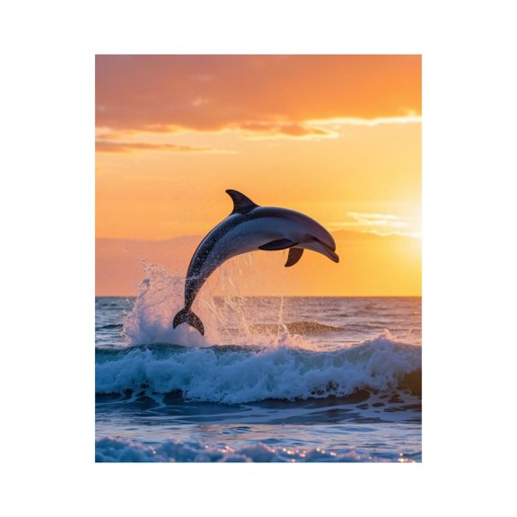 Paint by Numbers Kit for Adults, Sunset Ocean Dolphin Jump Paint by Numbers, Easy Paint by Numbers Kit for Adults Beginner, DIY Adult Paint by Number Kits on Canvas, 12x16in Home Decor