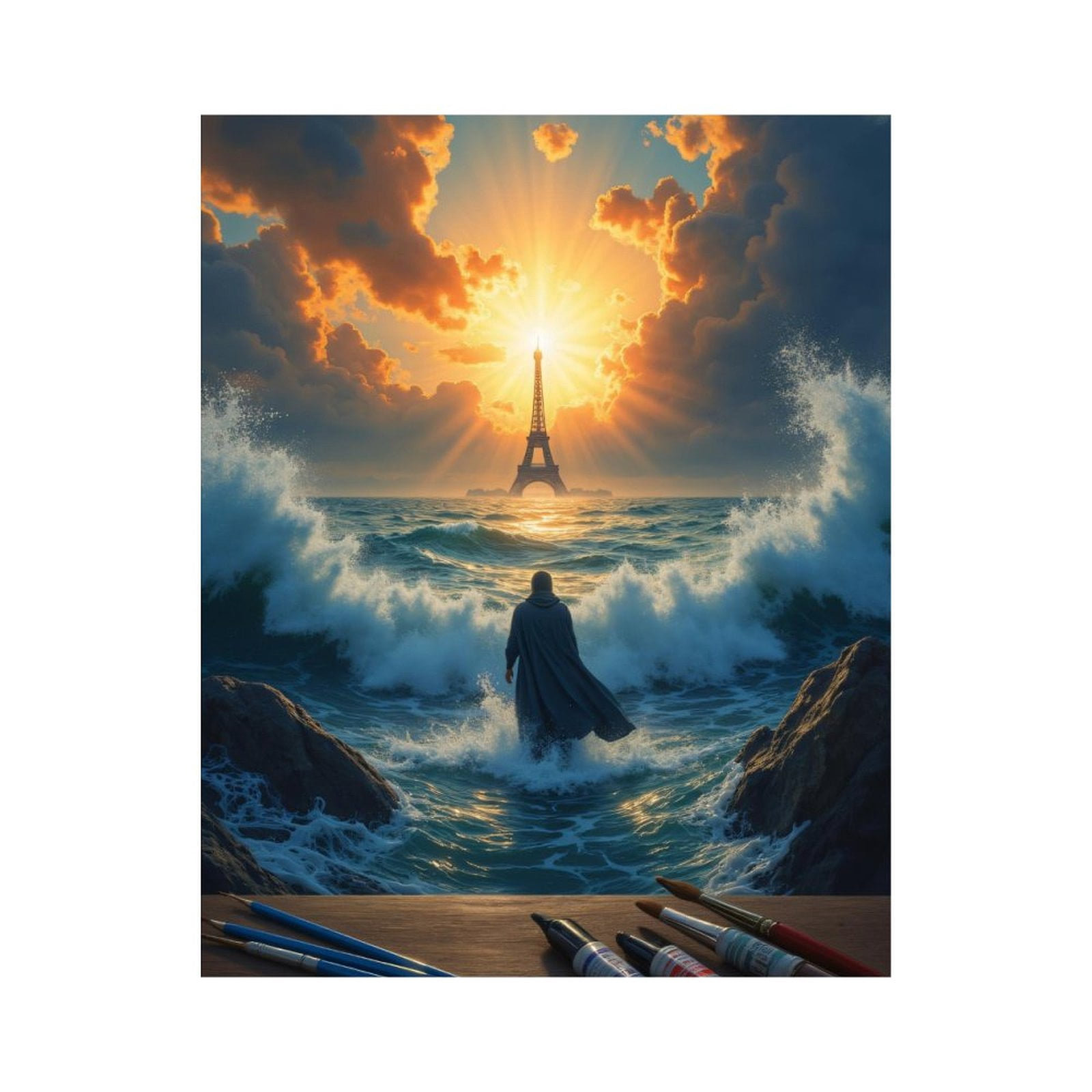 Paint by Numbers Kit for Adults Beach and Boat Adult Paint by Number with Brushes Watercolor Painting Oil Paint by Numbers DIY Acrylic Painting Wooden Ship Art Crafts for Home 16x20 in
