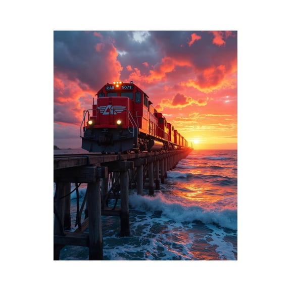 Paint by Numbers Kit for Adults, Sunset Train Ocean Bridge Paint by Numbers, Easy Paint by Numbers Kit for Adults Beginner, DIY Adult Paint by Number Kits on Canvas, Home Decor