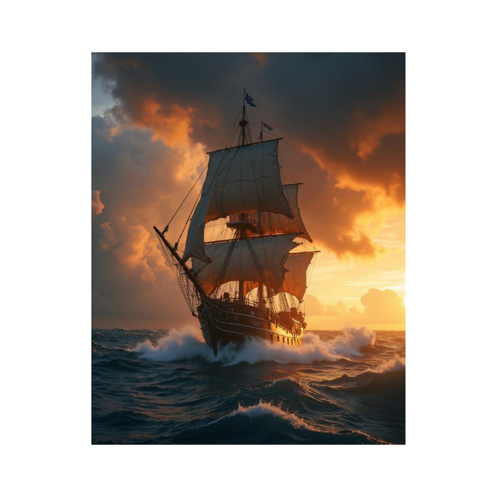 Paint by Numbers Kit for Adults, Sunset Voyage Tall Ship Ocean Waves Paint by Numbers, Easy Paint by Numbers Kit for Adults Beginner, DIY Adult Paint by Number Kits on Canvas, Home Decor