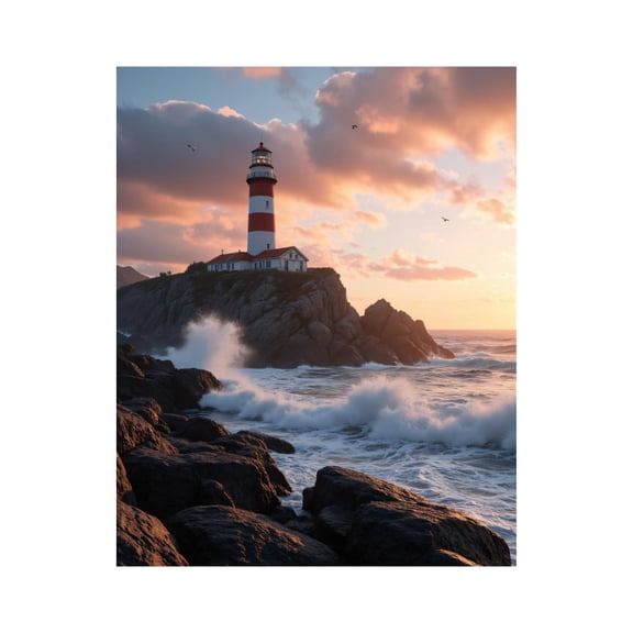 Paint by Numbers Kit for Adults, Sunset Waves Lighthouse Ocean Serenity Paint by Numbers, Easy Paint by Numbers Kit for Adults Beginner, DIY Adult Paint by Number Kits on Canvas, 12x16in Home Decor