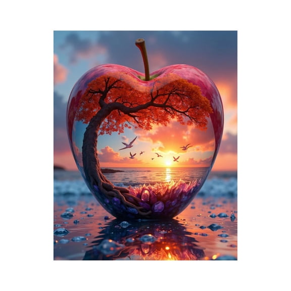 Paint by Numbers Kit for Adults, Surreal Sunset Seascape Crystal Paint by Numbers, Easy Paint by Numbers Kit for Adults Beginner, DIY Adult Paint by Number Kits on Canvas, Home Decor