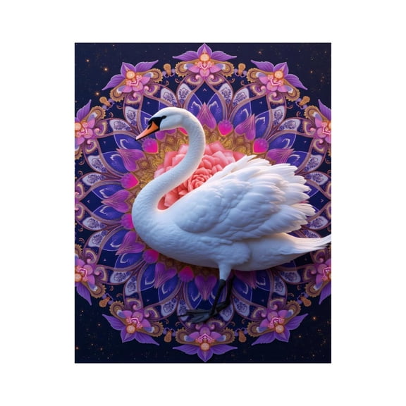 Paint by Numbers Kit for Adults, Swan Mandala Floral Art Design Paint by Numbers, Easy Paint by Numbers Kit for Adults Beginner, DIY Adult Paint by Number Kits on Canvas, Home Decor