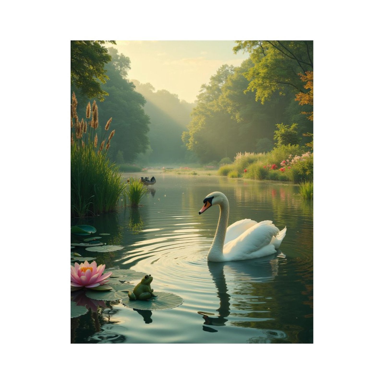 Paint by Numbers Kit for Adults, Swan Pond Tranquil Morning Scene Paint by Numbers, Easy Paint by Numbers Kit for Adults Beginner, DIY Adult Paint by Number Kits on Canvas, Home Decor