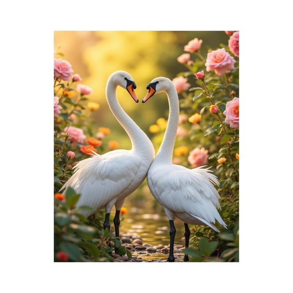 Paint by Numbers Kit for Adults, Swans Garden Romance Roses Paint by Numbers, Easy Paint by Numbers Kit for Adults Beginner, DIY Adult Paint by Number Kits on Canvas, Home Decor 12x16in