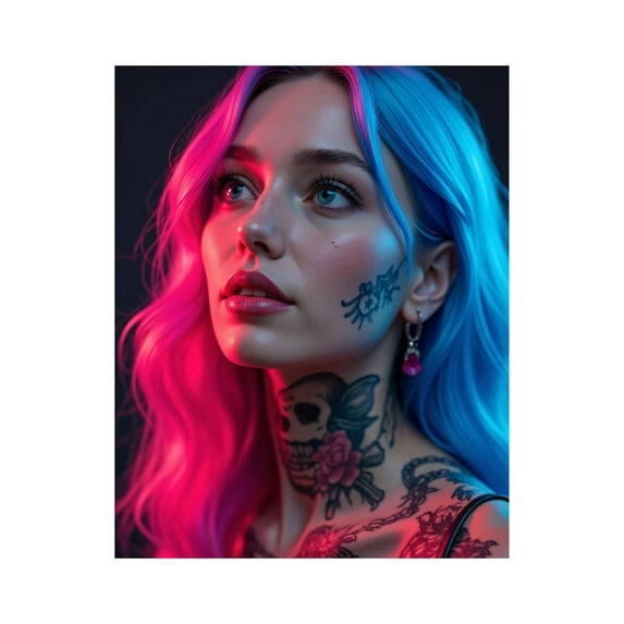 Paint by Numbers Kit for Adults, Tattooed Colorful Hair Portrait Paint by Numbers, Easy Paint by Numbers Kit for Adults Beginner, DIY Adult Paint by Number Kits on Canvas, 12x16in Home Decor