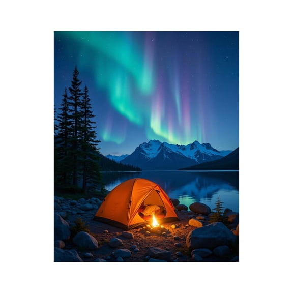 Paint by Numbers Kit for Adults, Tent Aurora Lake Night Camping Scene Paint by Numbers, Easy Paint by Numbers Kit for Adults Beginner, DIY Adult Paint by Number Kits on Canvas, Home Decor