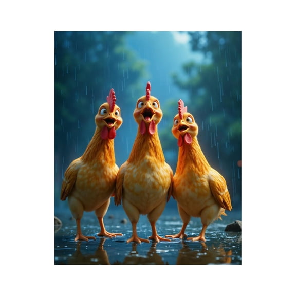Paint by Numbers Kit for Adults, Three Cartoon Chickens Singing Rain Paint by Numbers, Easy Paint by Numbers Kit for Adults Beginner, DIY Adult Paint by Number Kits on Canvas, Home Decor
