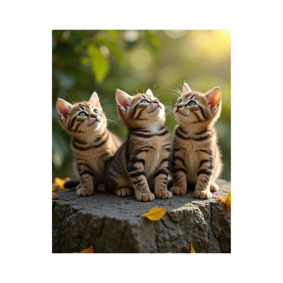 Paint by Numbers Kit for Adults, Three Curious Kittens Sunlit Stump Paint by Numbers, Easy Paint by Numbers Kit for Adults Beginner, DIY Adult Paint by Number Kits on Canvas, Home Decor