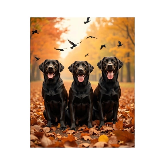 Paint by Numbers Kit for Adults, Three Dogs Autumn Leaves Flock Birds Paint by Numbers, Easy Paint by Numbers Kit for Adults Beginner, DIY Adult Paint by Number Kits on Canvas, 12x16in Home Decor
