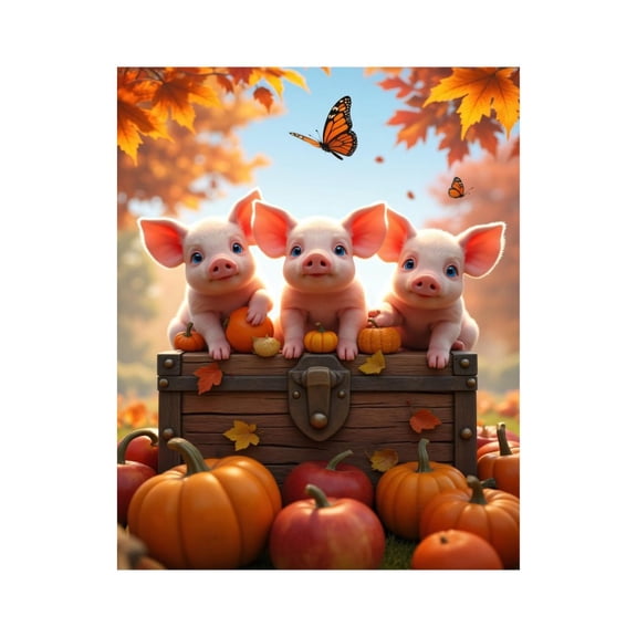 Paint by Numbers Kit for Adults, Three Piglets Autumn Pumpkins Paint by Numbers, Easy Paint by Numbers Kit for Adults Beginner, DIY Adult Paint by Number Kits on Canvas, Home Decor