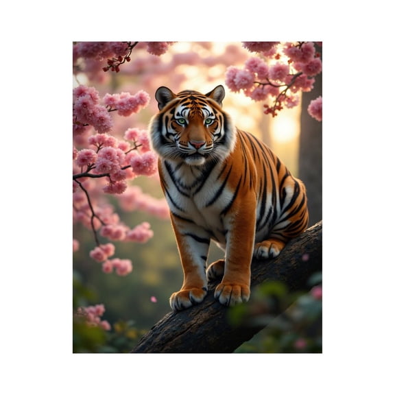 Paint by Numbers Kit for Adults, Tiger Cherry Blossom Nature Scene Paint by Numbers, Easy Paint by Numbers Kit for Adults Beginner, DIY Adult Paint by Number Kits on Canvas, 12x16in Home Decor