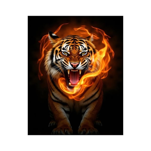Paint by Numbers Kit for Adults, Tiger Fire Roaring Flame Mane Paint by Numbers, Easy Paint by Numbers Kit for Adults Beginner, DIY Adult Paint by Number Kits on Canvas, Home Decor