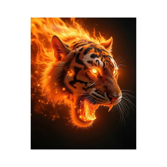 Paint by Numbers Kit for Adults, Tiger Flame Roaring Fire Spirit Paint by Numbers, Easy Paint by Numbers Kit for Adults Beginner, DIY Adult Paint by Number Kits on Canvas, Home Decor