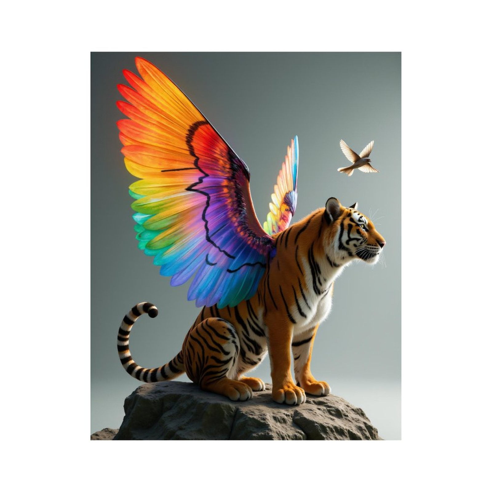 Paint by Numbers Kit for Adults, Tiger Rainbow Wings Rock Bird Paint by Numbers, Easy Paint by Numbers Kit for Adults Beginner, DIY Adult Paint by Number Kits on Canvas, Home Decor