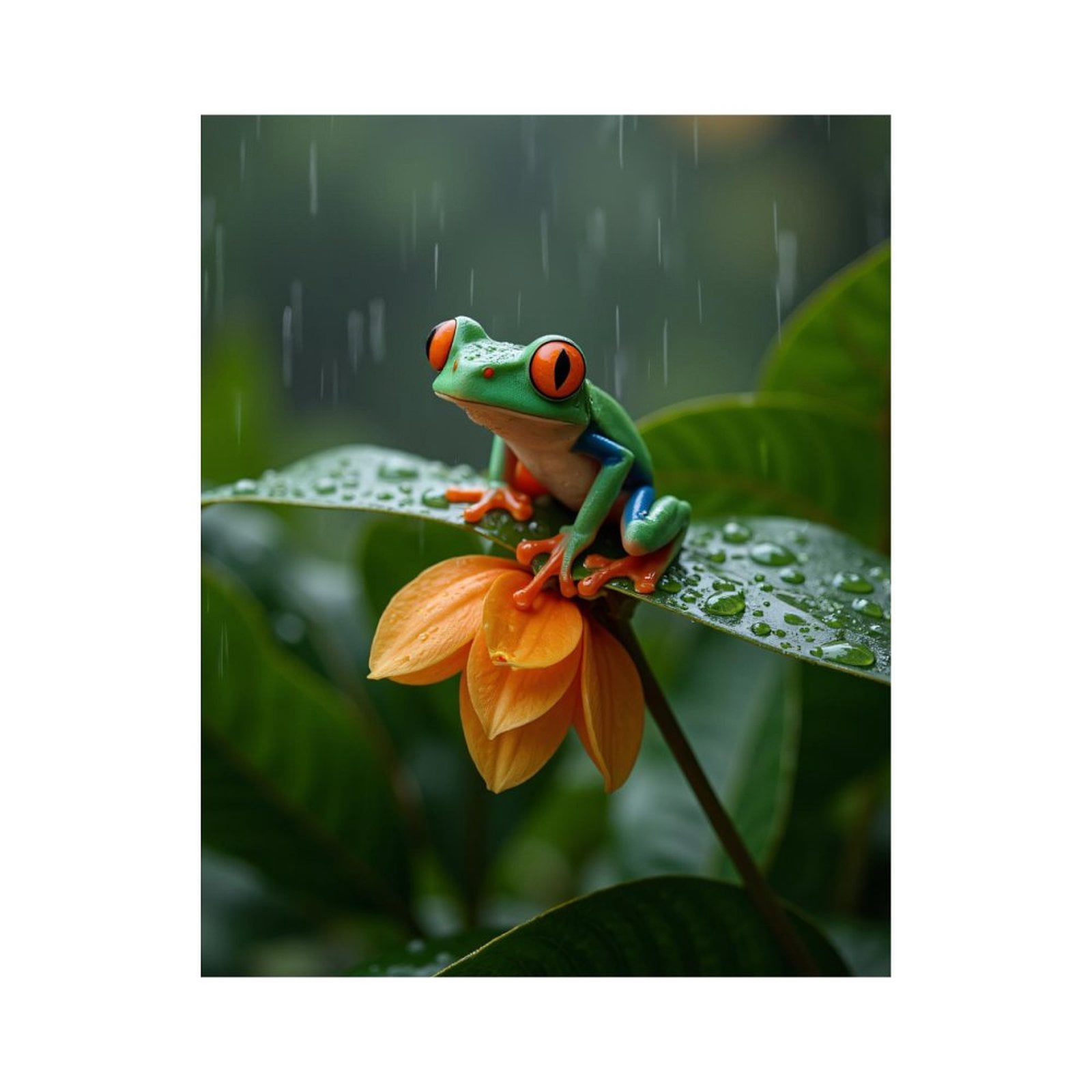 Paint by Numbers Kit for Adults, Tree Frog On Leaf In Rain Paint by Numbers, Easy Paint by Numbers Kit for Adults Beginner, DIY Adult Paint by Number Kits on Canvas, Home Decor