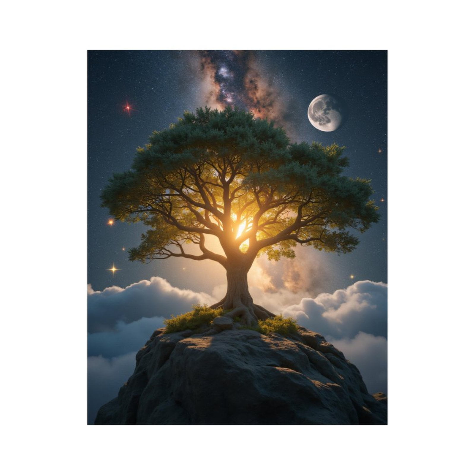 Paint by Numbers Kit for Adults, Tree Moon Stars Rock Night Sky Paint by Numbers, Easy Paint by Numbers Kit for Adults Beginner, DIY Adult Paint by Number Kits on Canvas, 12x16in Home Decor