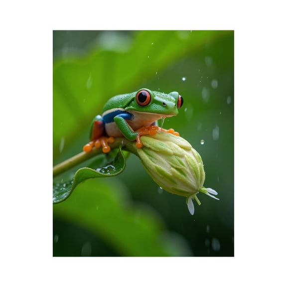 Paint by Numbers Kit for Adults, Tropical Frog On Flower Bud Paint by Numbers, Easy Paint by Numbers Kit for Adults Beginner, DIY Adult Paint by Number Kits on Canvas, Home Decor