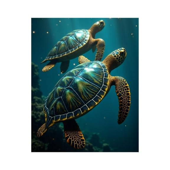 Paint by Numbers Kit for Adults, Tropical Sea Turtles Underwater Swim Paint by Numbers, Easy Paint by Numbers Kit for Adults Beginner, DIY Adult Paint by Number Kits on Canvas, Home Decor