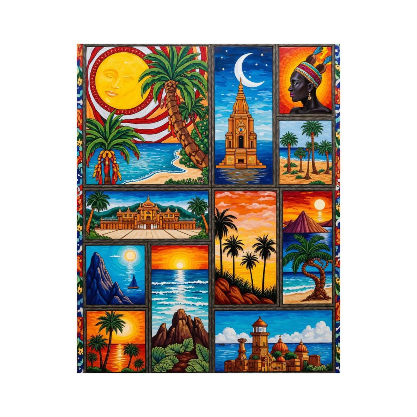 Paint by Numbers Kit for Adults, Tropical Sunset Mosaic Art Paint by Numbers, Easy Paint by Numbers Kit for Adults Beginner, DIY Adult Paint by Number Kits on Canvas, 12x16in Home Decor