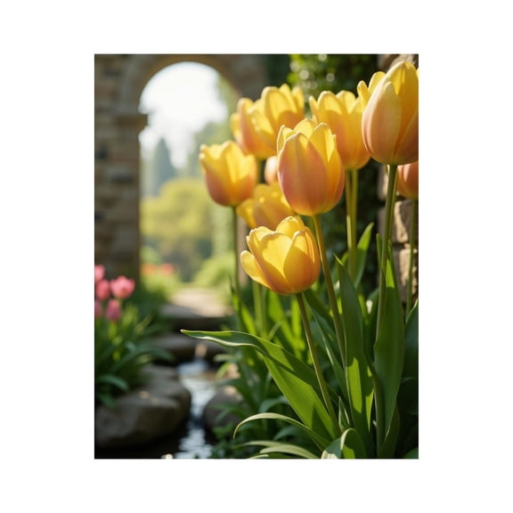 Paint by Numbers Kit for Adults, Tulips Sunlit Garden Arch Pathway Paint by Numbers, Easy Paint by Numbers Kit for Adults Beginner, DIY Adult Paint by Number Kits on Canvas, Home Decor