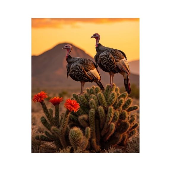 Paint by Numbers Kit for Adults, Turkeys On Cactus Sunset Scene Paint by Numbers, Easy Paint by Numbers Kit for Adults Beginner, DIY Adult Paint by Number Kits on Canvas, Home Decor